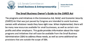 Header of PDF guidance from Sen. Cardin on CARES Act